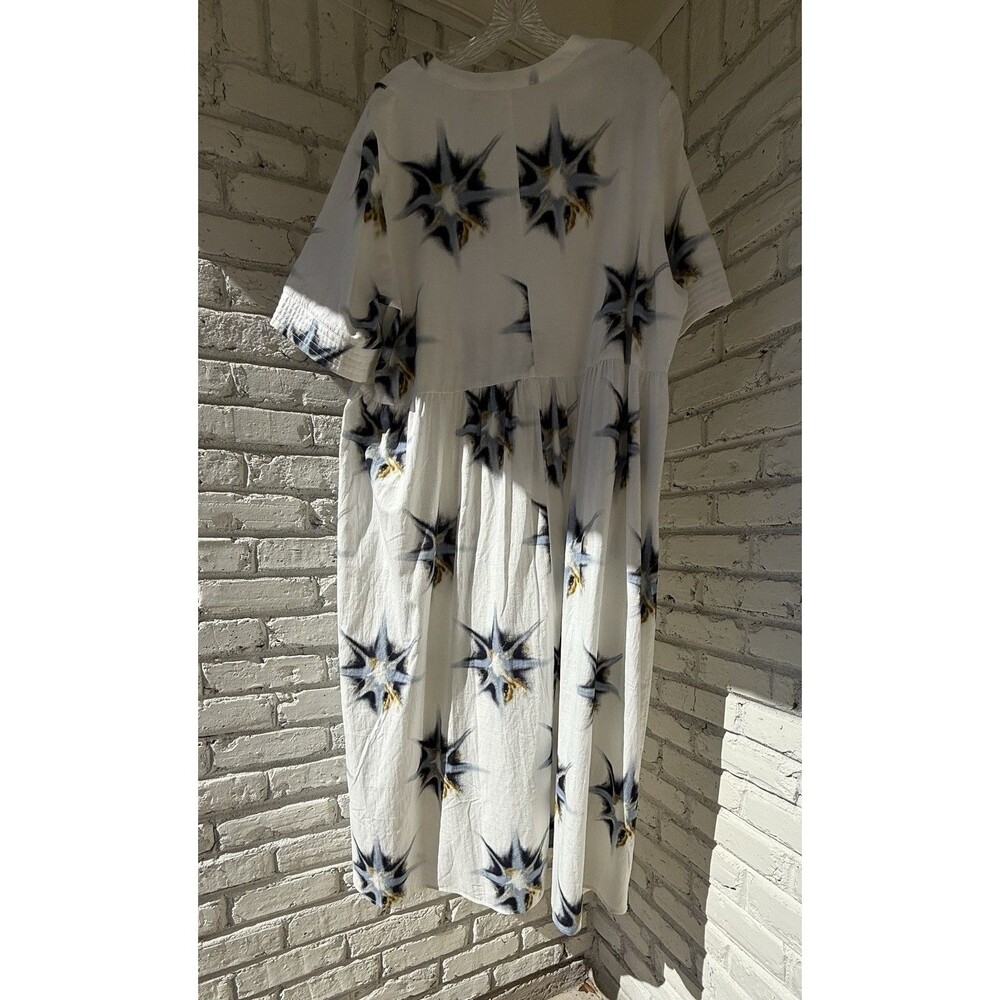 ulla popken dress Eco Cotton Starburst Print Tie Neck Dress 20/22 - Picture 5 of 14